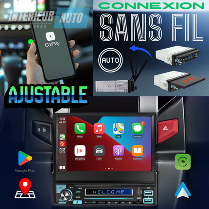 Autoradio Universel 1 Din Sans Fil Ecran Tactile Motorisé 7"