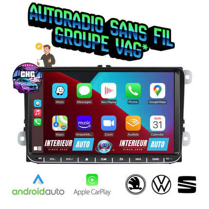 Autoradio sans fil VW Golf 5/6 Passat B6/7 Touran Tiguan Caddy EOS Jetta T5 Seat Skoda