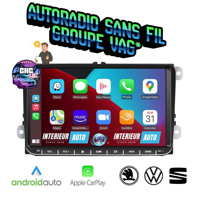 Autoradio sans fil VW Golf 5/6 Passat B6/7 Touran Tiguan Caddy EOS Jetta T5 Seat Skoda